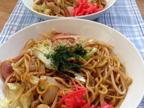 Beerを入れて美味しく♪ソース焼きそば♪